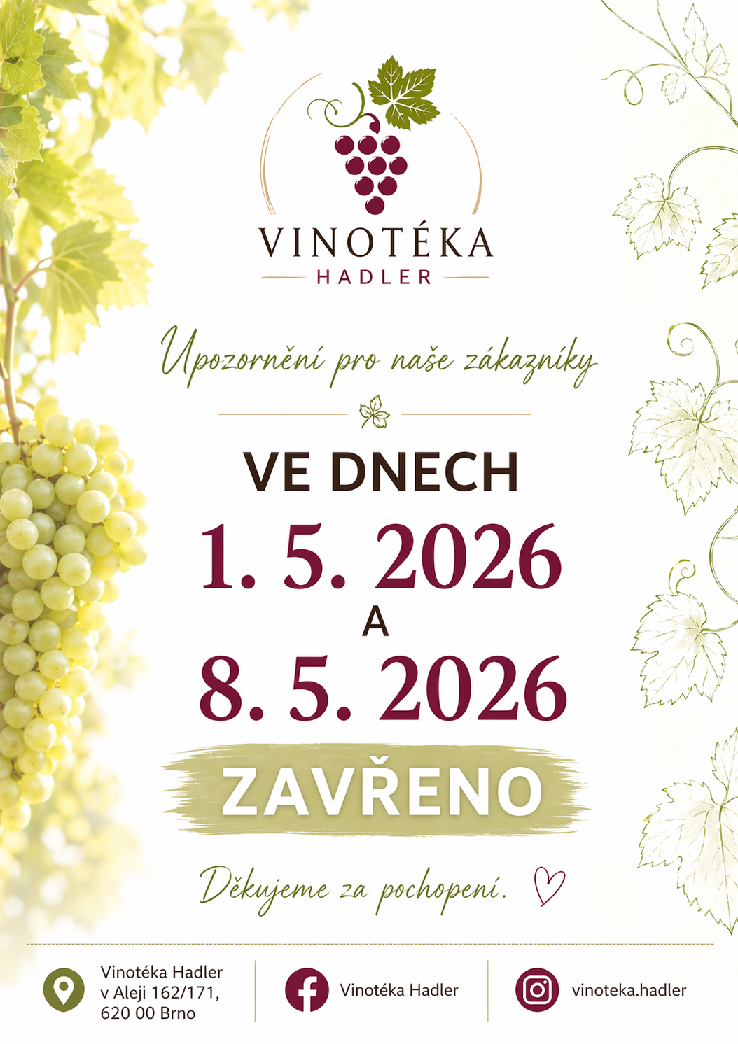 Květen svátky Zavřeno